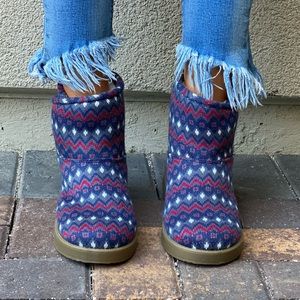 Knit Faux Fur Shearling Winter Cold Ankle Booties